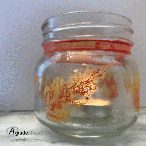 leaf stamping candle holder fall craft ideas