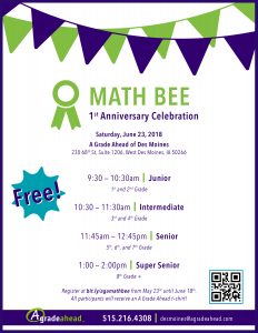 What’s New at A Grade Ahead? Fall 2018 math bee